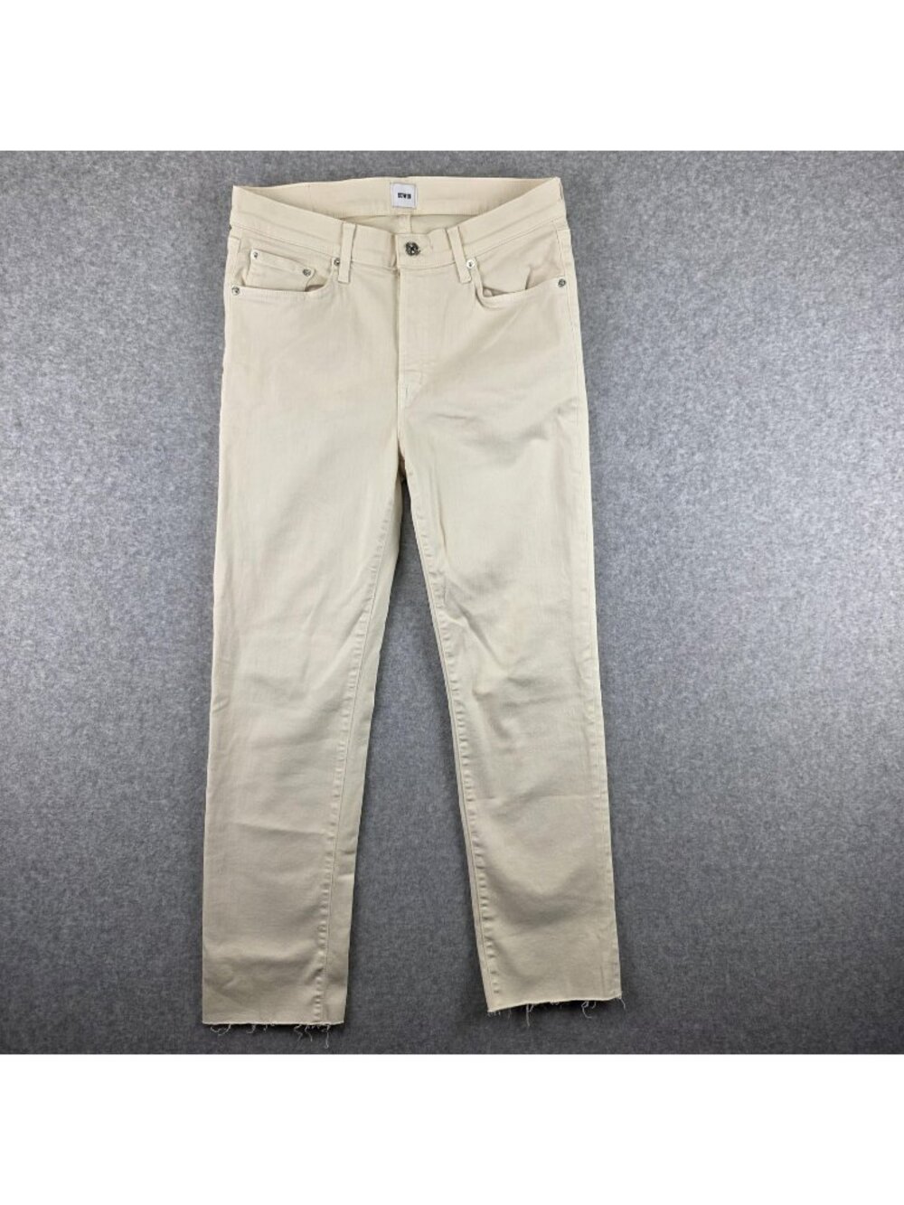 Edwin Jeans Womens 29 Skinny White Stretch Denim Frayed Raw Hem Light Wash